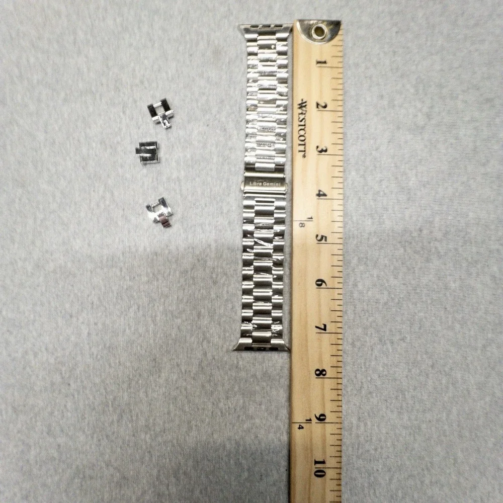 Apple Watch Stainless Steel Band 42/44 mm Libra Gemini Silver Tone Link Bracelet